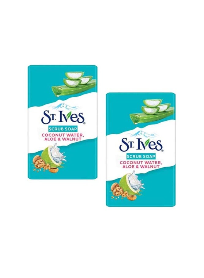 St. Ives Scrub Soap Bar 100g Pack of 2 | Coconut Water, Aloe & Walnut | Exfoliating & Nourishing